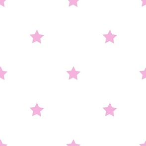 Pink regular star print on white - large