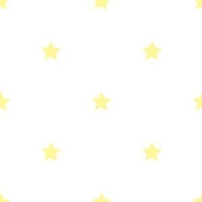 Yellow regular star print on white - small