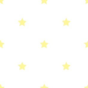 Yellow regular star print on white - large