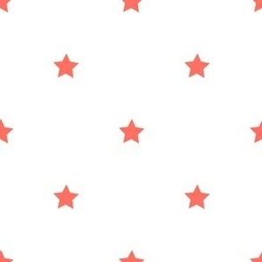 Living Coral regular star print on white - small
