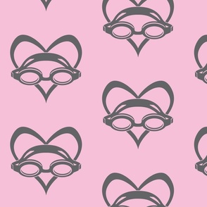  LOVE TO SWIM - Swimming Googles with Heart - Pink & Gray