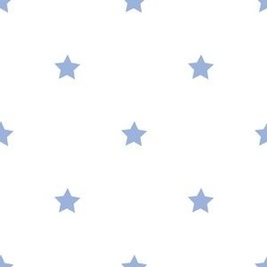 Sky blue regular star print on white - small