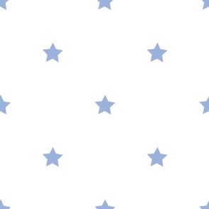 Sky blue regular star print on white - large