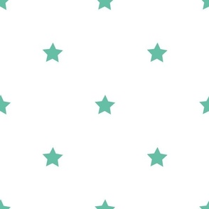 Aqua regular star print on white - large