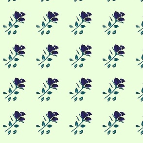 Blue Rose with Light Green Background Pattern