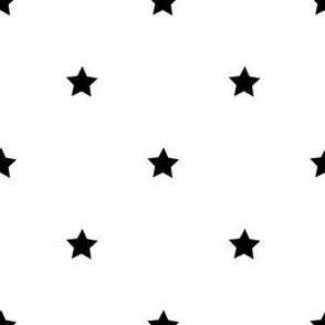 Black regular star print on white - small