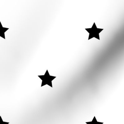 Black regular star print on white - large