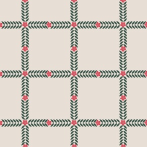 Indian flowers lattice square - fabric  6" repeat