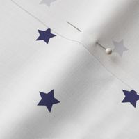 Navy blue regular star print on white - small