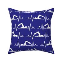  Live & Breath Swimming - HEARTBEAT PULSE EKG STRIP - Dark Blue & White