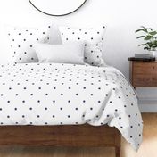 Navy blue regular star print on white -  large