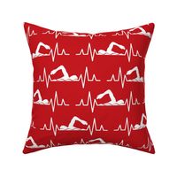  Live & Breath Swimming - HEARTBEAT PULSE EKG STRIP - Red & White
