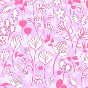 little flowers in pastel pink, large scale for fabric