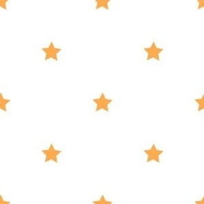 Orange regular star print on white - small