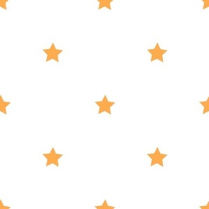 Orange regular star print on white - large
