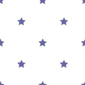 Very Peri purple regular star print on white - small