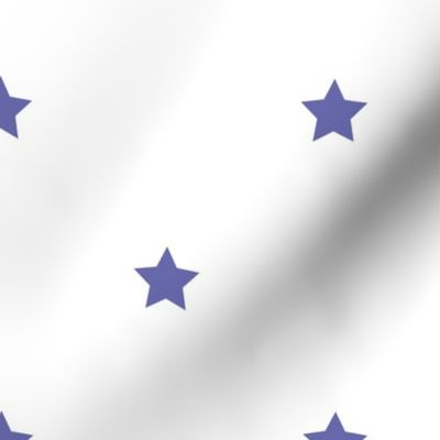 Very Peri purple regular star print on white - large