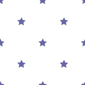 Very Peri purple regular star print on white - large