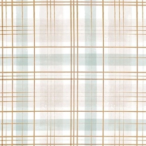 block painted tartan_gold gray blue 12in