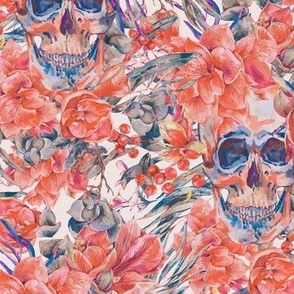 Watercolor floral skull