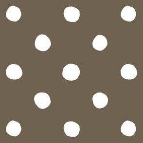 Large Handdrawn Dots - rainbow quilting collection - white on Bark brown - Petal Signature Cotton Solids coordinate