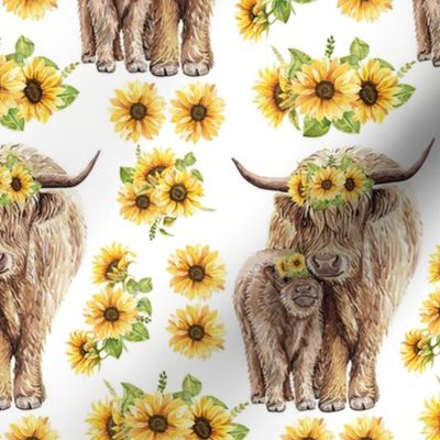 Highland Cow Sunflower Crib Sheet Larger