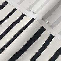 Large Handpainted watercolor wonky uneven stripes - Graphite (almost black) on cream - Petal Signature Cotton Solids coordinate 