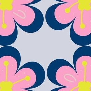 blue and pink flower design