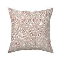 Camille Ikat Paisley in Beige and Rust - 24 inch repeat