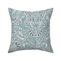 Camille Ikat Paisley in Blue and Slate Gray - 24 inch repeat