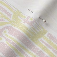 Camille Ikat Paisley in Butter yellow and Piglet Pink - 24 inch repeat