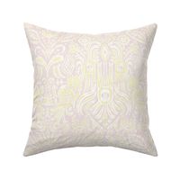 Camille Ikat Paisley in Butter yellow and Piglet Pink - 12 inch repeat