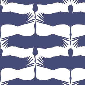 Heron's Flying in Two Directions in Navy on White, Large