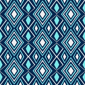 Abstract Diamonds in White, Turquoise, and Navy