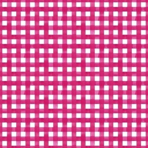 small print pink watercolour gingham check