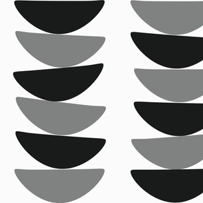 Taco Shape Geometric - Bowls Kitchen - Vertical  Kitchen Bowl Stack - Black Monochrome