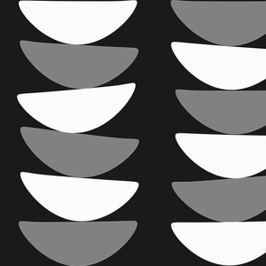 Taco Shape Geometric - Bowls Kitchen - Vertical  Kitchen Bowl Stack - Black Monochrome