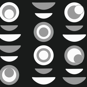 Plates n Bowls Kitchen - Vertical  Kitchen Dish Stack - Black Monochrome- medium
