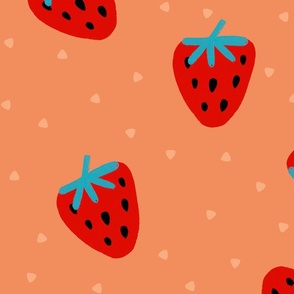 Pop Fruit - Hand drawn Strawberries L - color confident - strawberry wallpaper