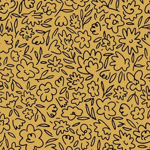 Pippy Squiggle Floral - Mustard Large