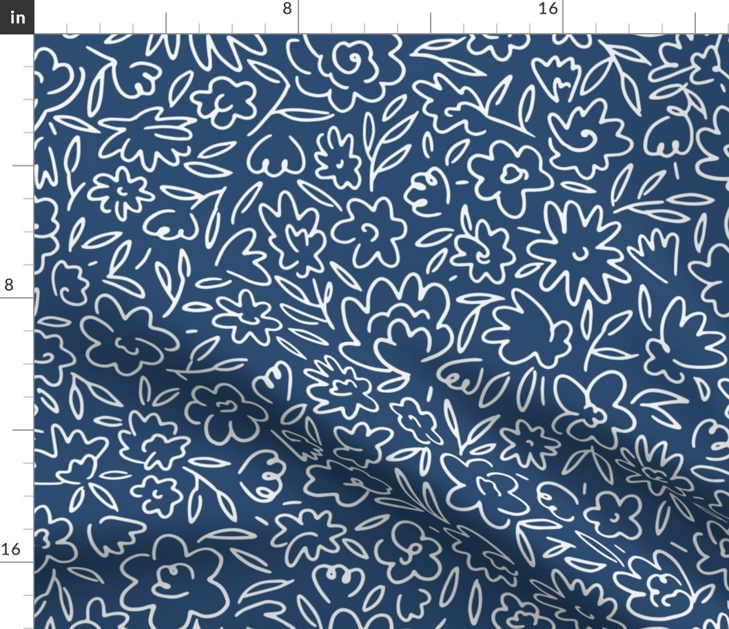 Pippy Squiggle Floral - Navy Large