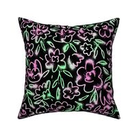 Pippy Squiggle Floral - Sprayed Black