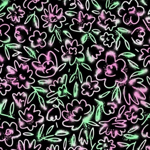 Pippy Squiggle Floral - Sprayed Black