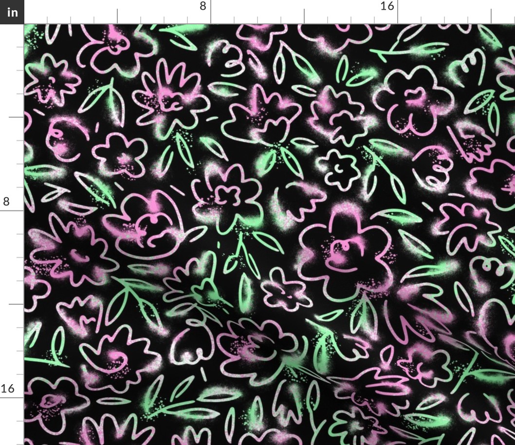 Pippy Squiggle Floral - Sprayed Black