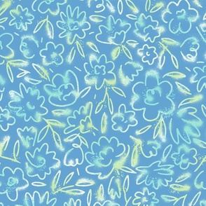 Pippy Squiggle Floral - Sprayed Blue