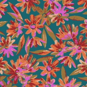 Avalon Painted Floral - Teal Large