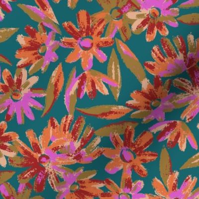 Avalon Painted Floral - Teal Small