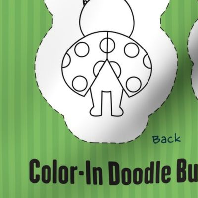 Coloring Cut and Sew Doodle Bugs, Bug Buddies Doll Set Panel - Green