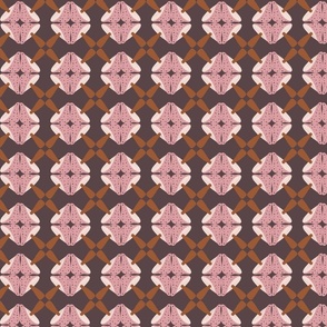 Retro Mushroom Geometric Plum Pink muted Mauve moody brown - MEDIUM
