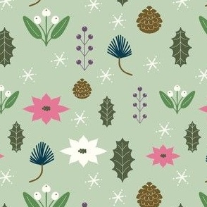 Folk Winter Botanicals, Pastel Green